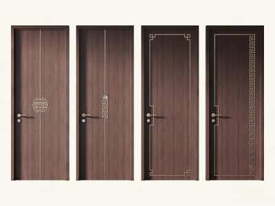 新中式单开门3D模型下载